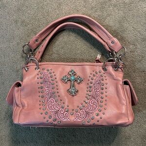Montana West American Bling Rhinestone Cross Purse Handbag Y2K Pink Grunge